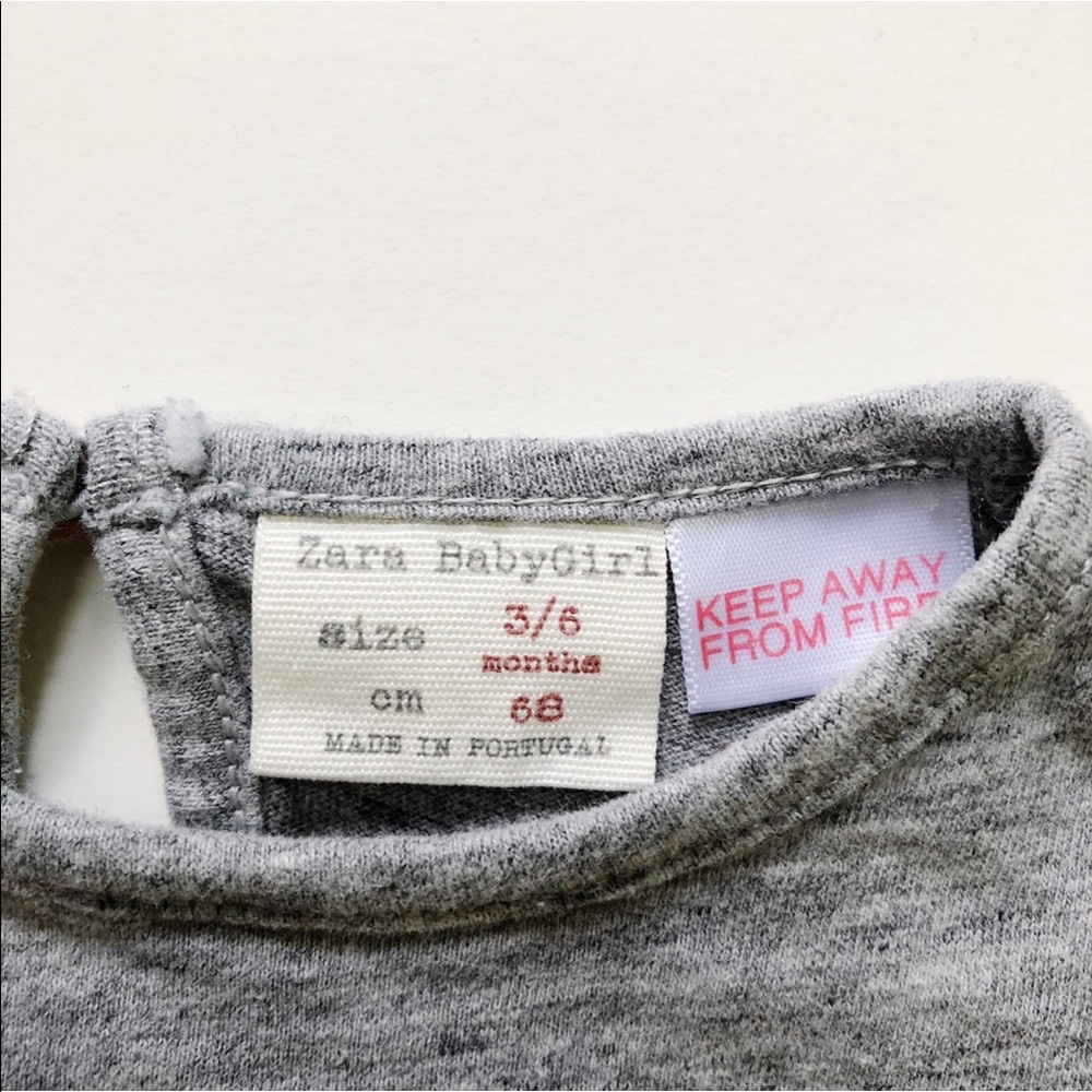 Zara BabyGirl 3-6 mo Grey Long Sleeve Shirt - Picture 4 of 6